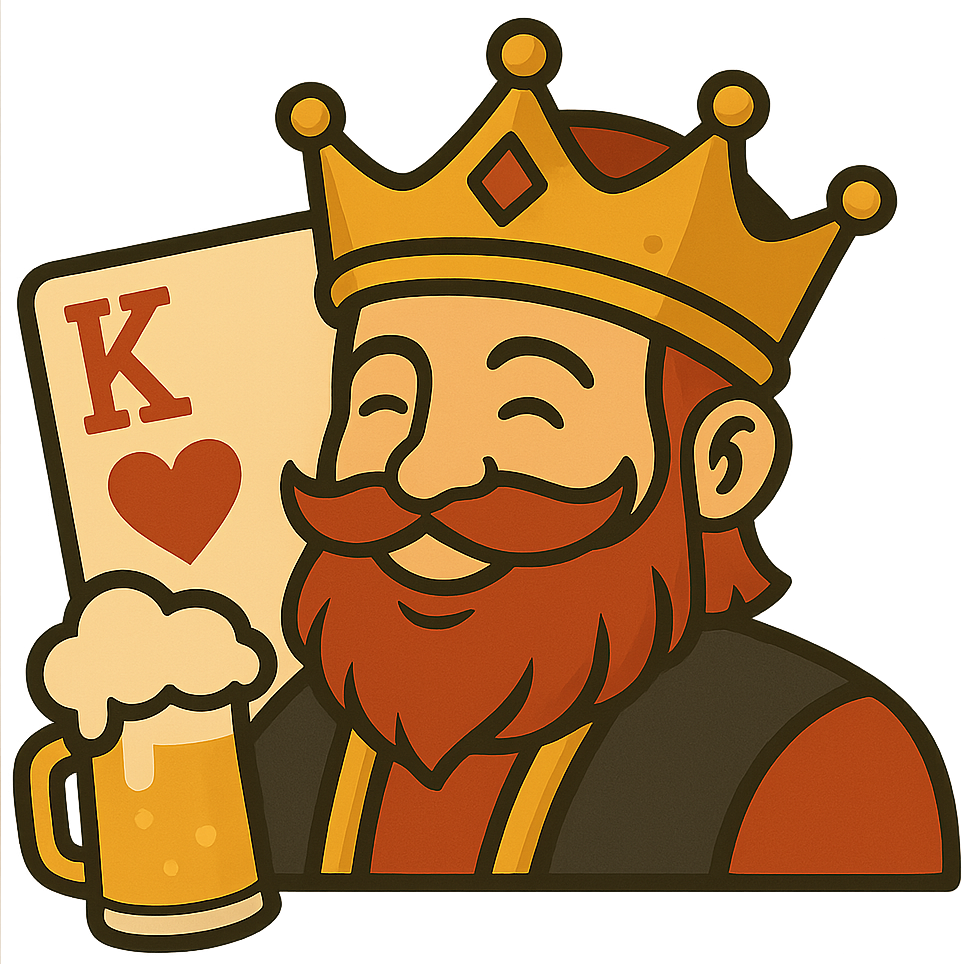 Tournée Royale – jolly king with a crown and a beer